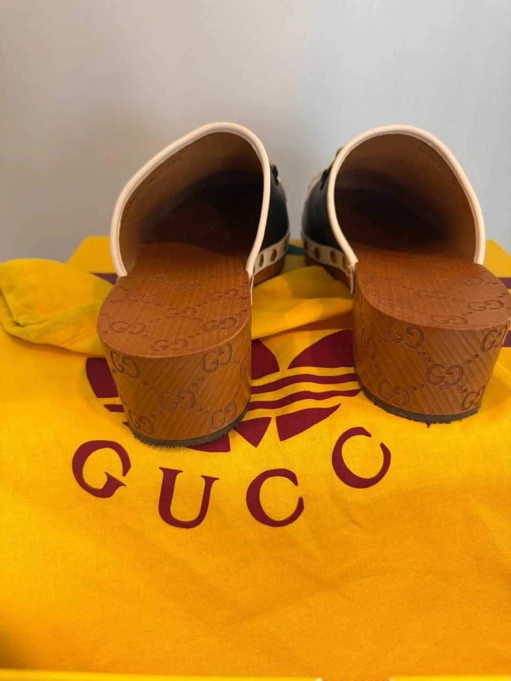 Gucci x Adidas Black Logo Horsebit Clog Mule Sandals